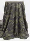 Dark Olive/Muted Black/Pale Cedar Brown/Multi Polyester/Lycra Heathered Camouflage Print French Terry Knit 60W