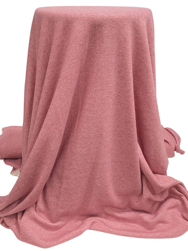 Old Rose Cotton/Polyester Heathered Terry Sweatshirt Knit 60W
