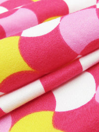 Paradise Pink/White/Bubblegum Pink/Sunflower Yellow Polyester/Lycra Retro Fan Print Double Brushed Knit 58W