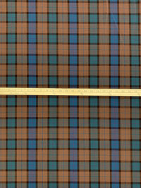 Sea Blue/Coffee Brown/Multi Wool/Nylon Tropical Weight Plaid Suiting 63W