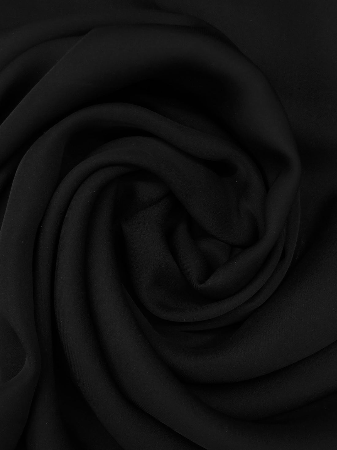 Jet Black 100% Silk Double Georgette - NY Designer - 44W