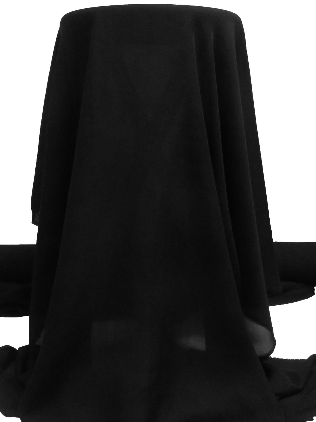 Jet Black 100% Silk Double Georgette - NY Designer - 44W