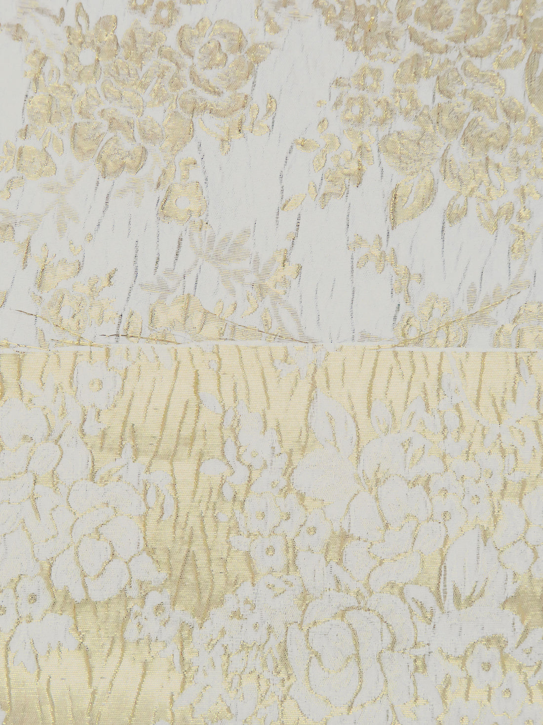 Gold/White Polyester/Metallic Floral Cluster Weave Jacquard - NY Designer - 54W