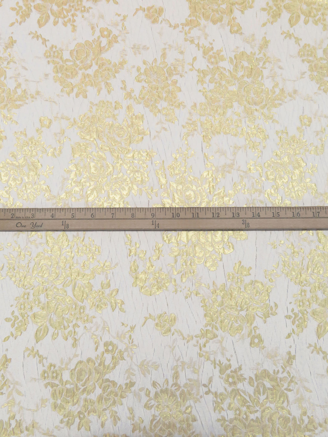 Gold/White Polyester/Metallic Floral Cluster Weave Jacquard - NY Designer - 54W
