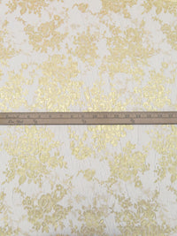 Gold/White Polyester/Metallic Floral Cluster Weave Jacquard - NY Designer - 54W
