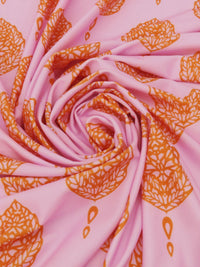 Orchid Pink/Burnt Orange Nylon/Lycra Floral Block Print Activewear/Swimwear Knit - NY Designer - 57W