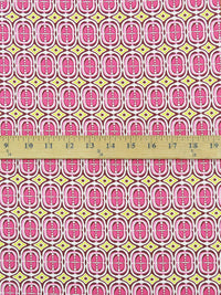 Fruit Punch Pink/Sunflower/Plum/Multi Polyester/Lycra Retro Geometric Print Double Brushed Knit 58W