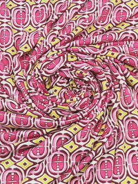 Fruit Punch Pink/Sunflower/Plum/Multi Polyester/Lycra Retro Geometric Print Double Brushed Knit 58W