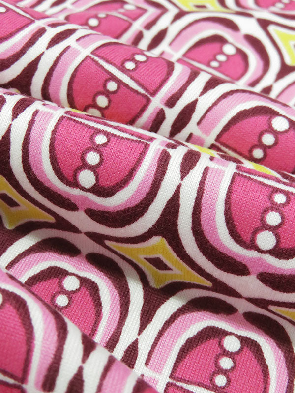 Fruit Punch Pink/Sunflower/Plum/Multi Polyester/Lycra Retro Geometric Print Double Brushed Knit 58W