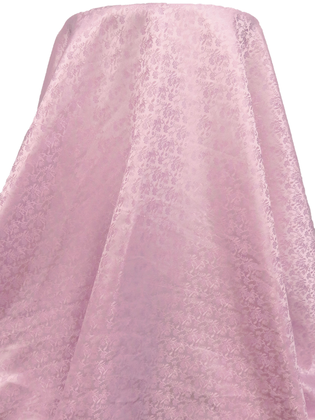 Pastel Lavender Pink/Very Pale Pink 100% Polyester Small Floral Weave Satin Jacquard - NY Designer - 66W