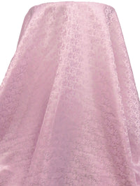 Pastel Lavender Pink/Very Pale Pink 100% Polyester Small Floral Weave Satin Jacquard - NY Designer - 66W
