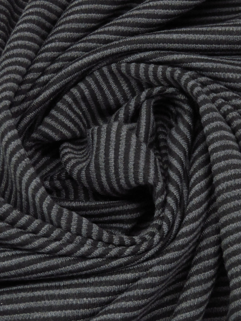 Black/Dark Gunmetal Gray 100% Polyester Corded Double Knit - NY Designer - 58W