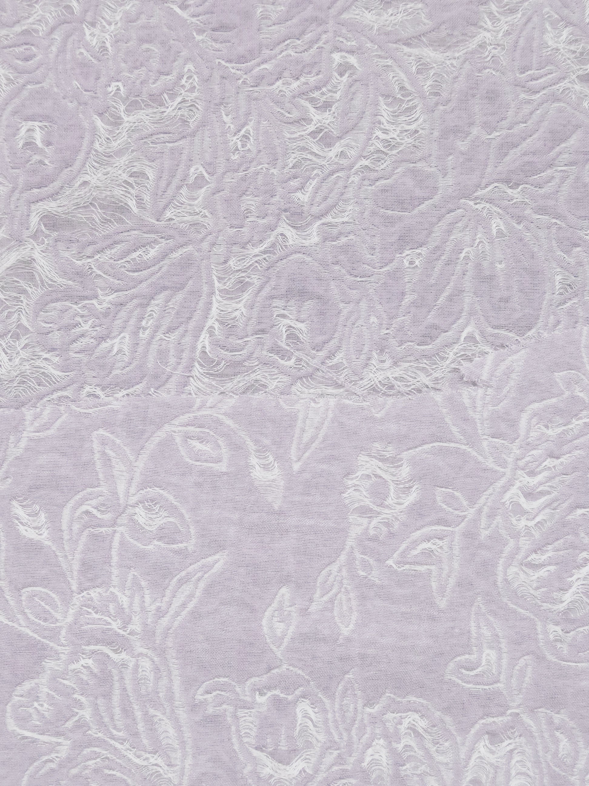 Dusty Lavender Mist/Off-White Polyester/Rayon Floral Double Weave