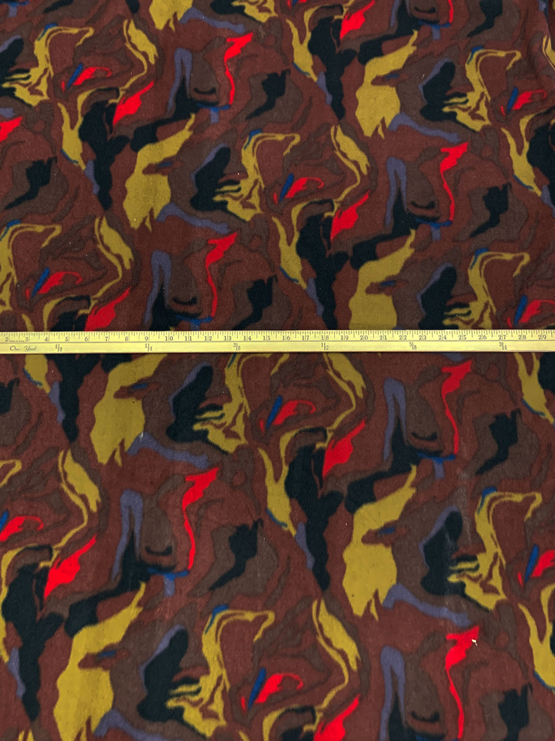 Chestnut/Black/Earthy Gold 100% Polyester Abstract Print Polar Fleece - NY Designer - 60W