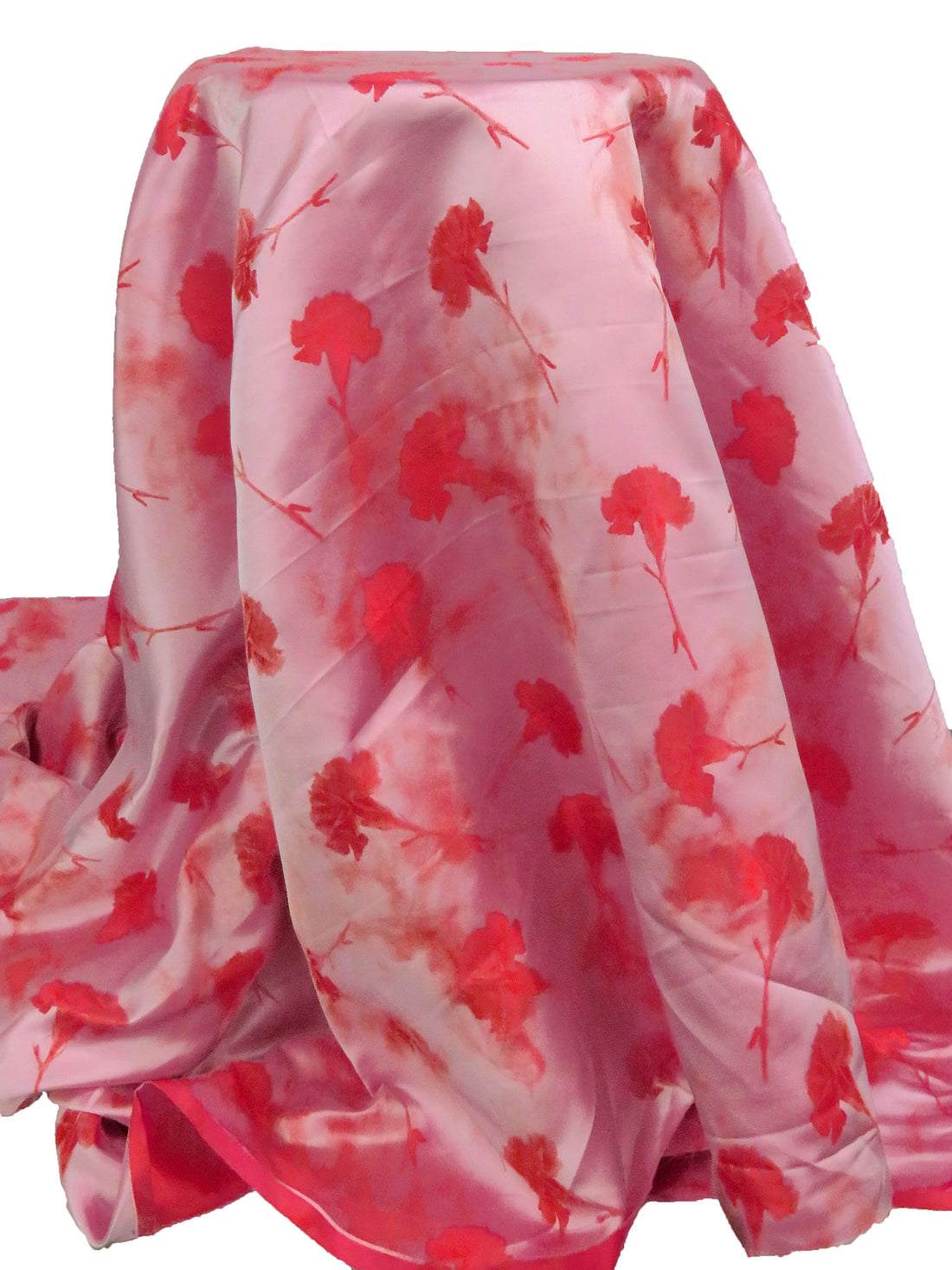 Pink Pearl/Rose Red 100% Polyester Floral Print Satin Jacquard - NY Designer - 64W