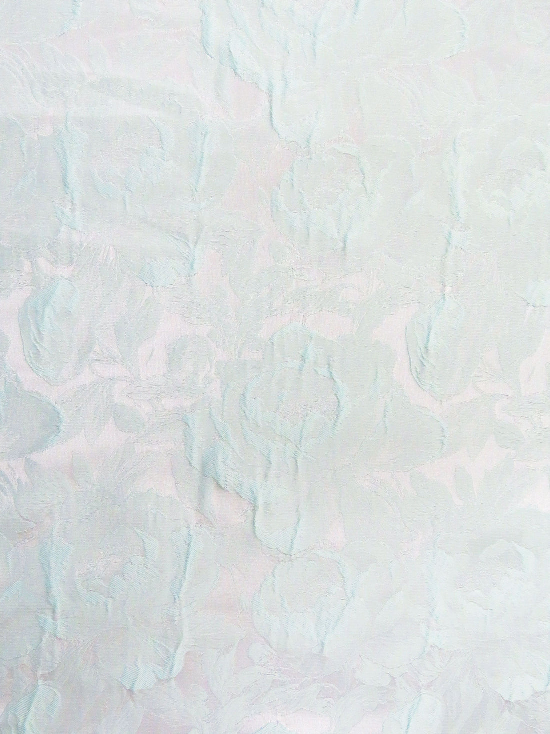 Pastel Teal 100% Polyester Floral Print Satin Jacquard - NY Designer - 64W