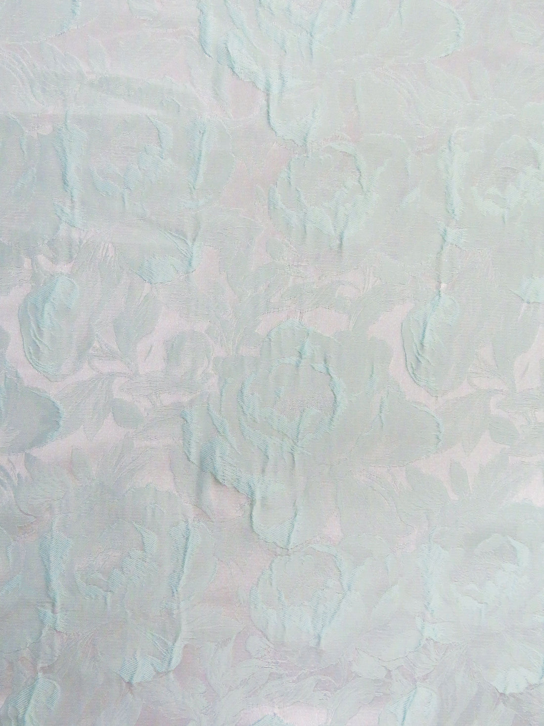 Pastel Teal 100% Polyester Floral Print Satin Jacquard - NY Designer - 64W