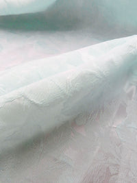Pastel Teal 100% Polyester Floral Print Satin Jacquard - NY Designer - 64W
