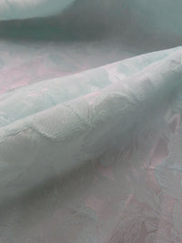 Pastel Teal 100% Polyester Floral Print Satin Jacquard - NY Designer - 64W