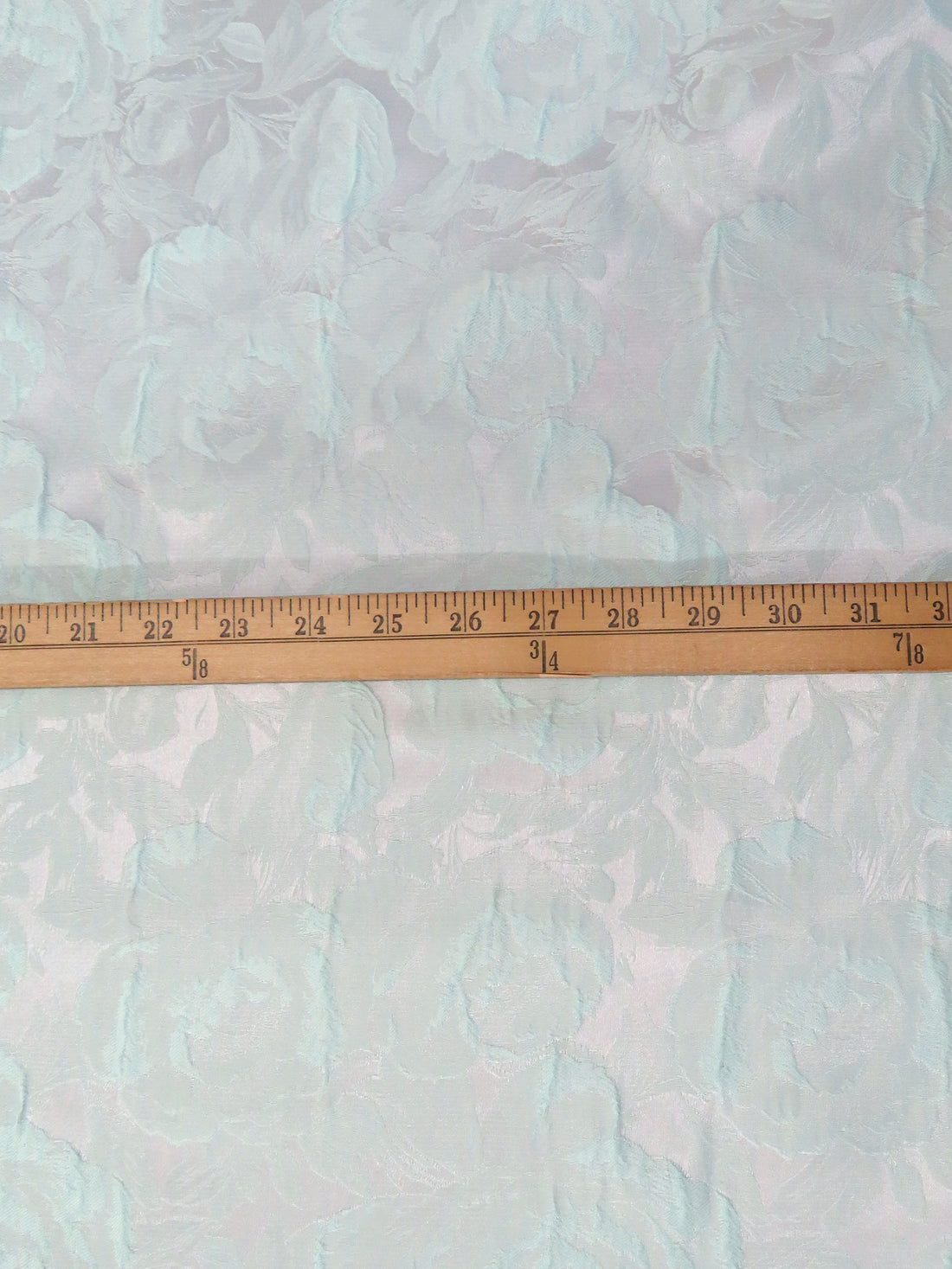 Pastel Teal 100% Polyester Floral Print Satin Jacquard - NY Designer - 64W