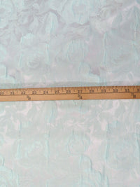 Pastel Teal 100% Polyester Floral Print Satin Jacquard - NY Designer - 64W