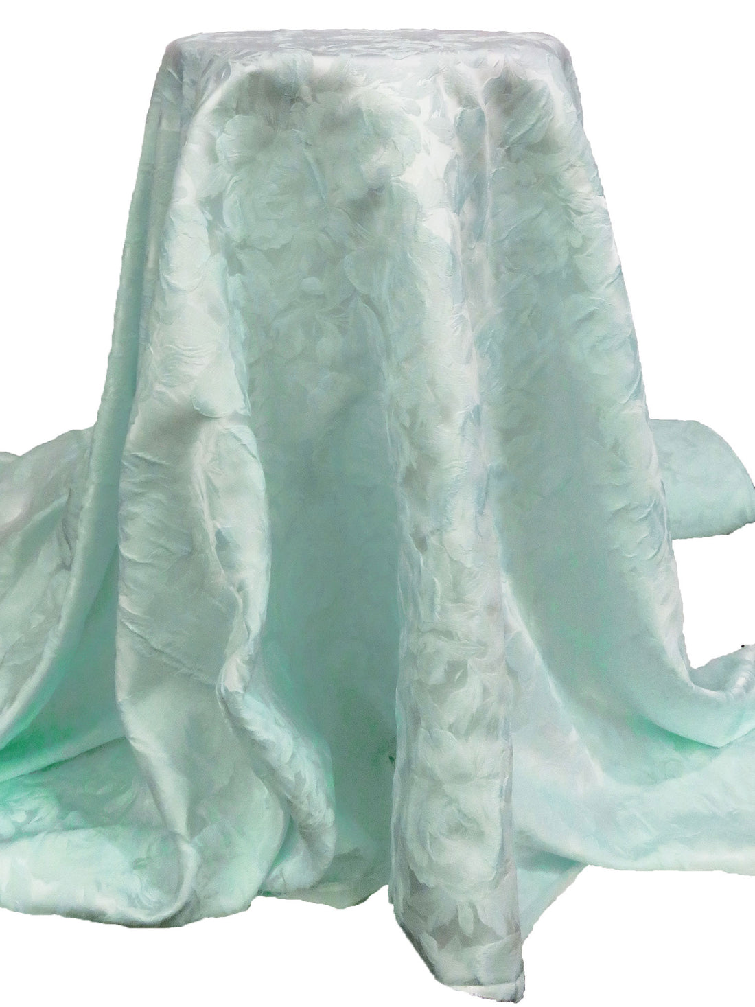 Pastel Teal 100% Polyester Floral Print Satin Jacquard - NY Designer - 64W