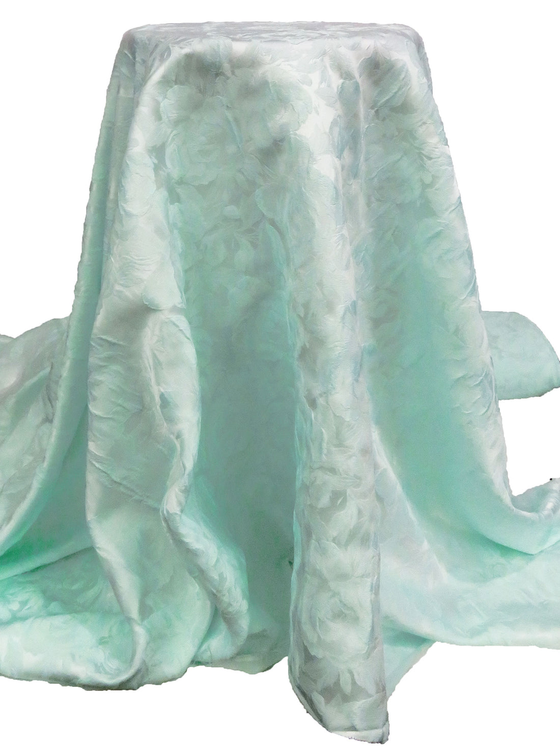 Pastel Teal 100% Polyester Floral Print Satin Jacquard - NY Designer - 64W