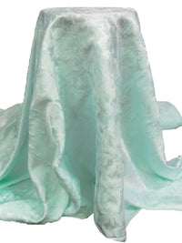 Pastel Teal 100% Polyester Floral Print Satin Jacquard - NY Designer - 64W