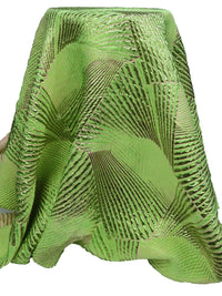 Kiwi Green/Dark Green/Pastel Pink Polyester/Metallic/Silk Abstract Weave Jacquard - NY Designer - 53W