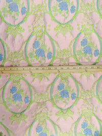 Dusty Pink/Pastel Blue/Cambridge Blue/Multi 100% Polyester Floral Weave Jacquard  - NY Designer - 62W