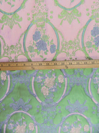 Dusty Pink/Pastel Blue/Cambridge Blue/Multi 100% Polyester Floral Weave Jacquard  - NY Designer - 62W