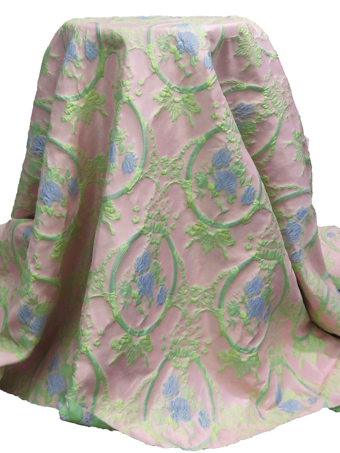 Dusty Pink/Pastel Blue/Cambridge Blue/Multi 100% Polyester Floral Weave Jacquard  - NY Designer - 62W