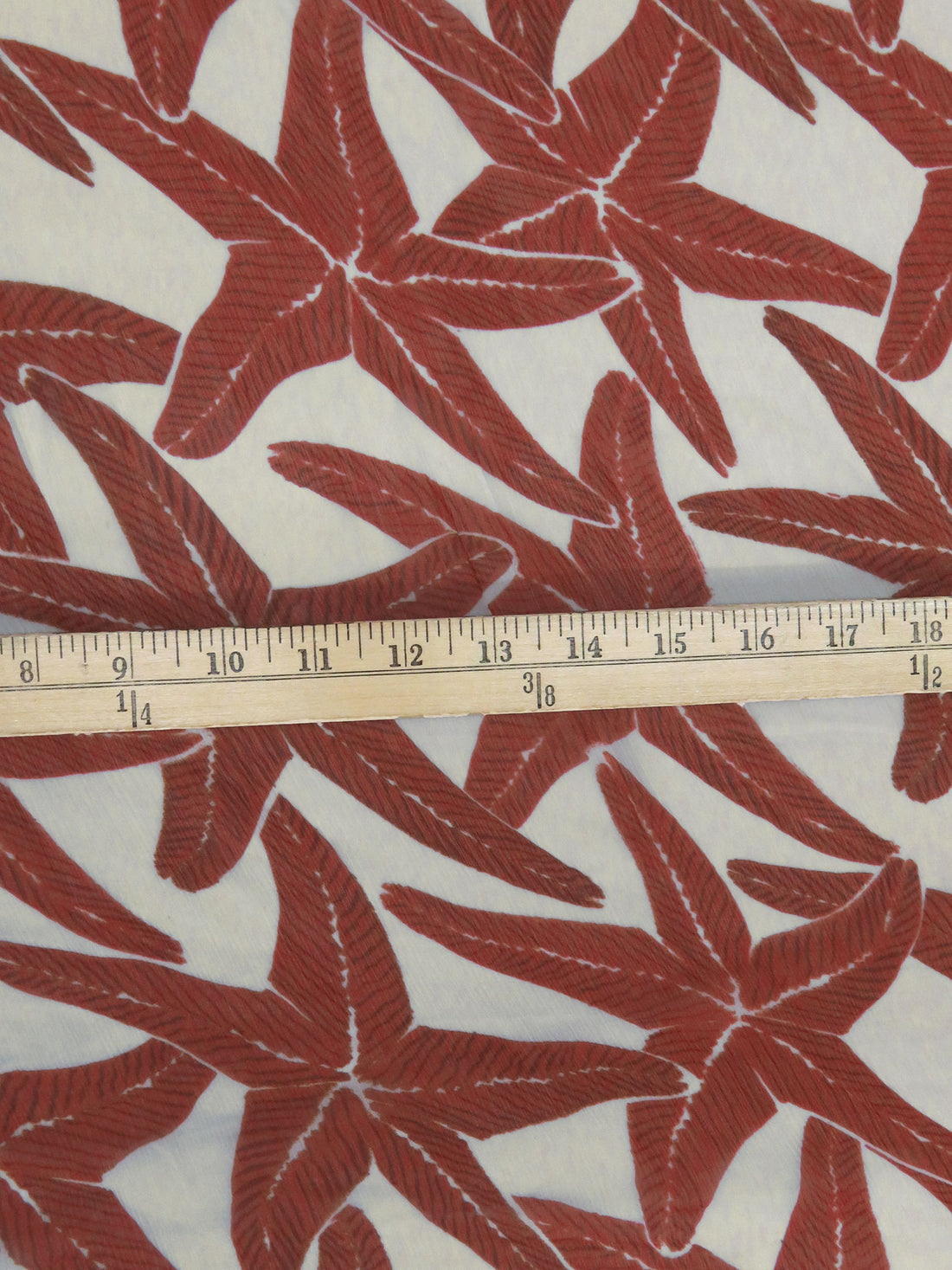 Reddish-Brown/Off White 100% Rayon Starfish Print Crinkle Chiffon - NY Designer - 46W