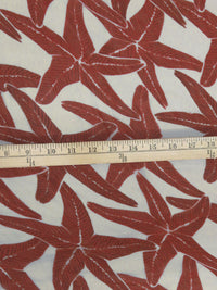 Reddish-Brown/Off White 100% Rayon Starfish Print Crinkle Chiffon - NY Designer - 46W