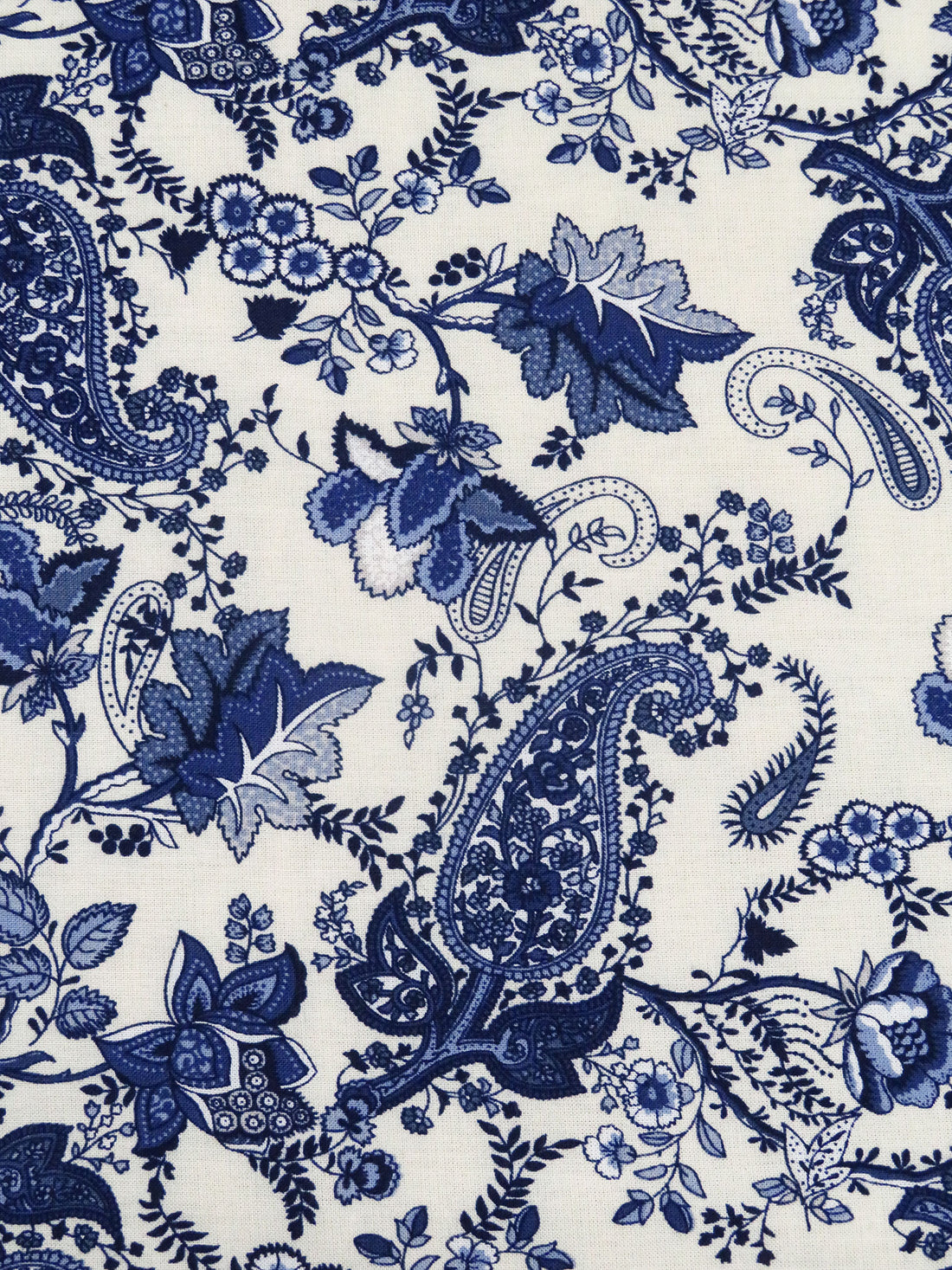 Off-White/Dark Denim/Muted Navy/Multi 100% Rayon Floral Paisley Print Challis 42W