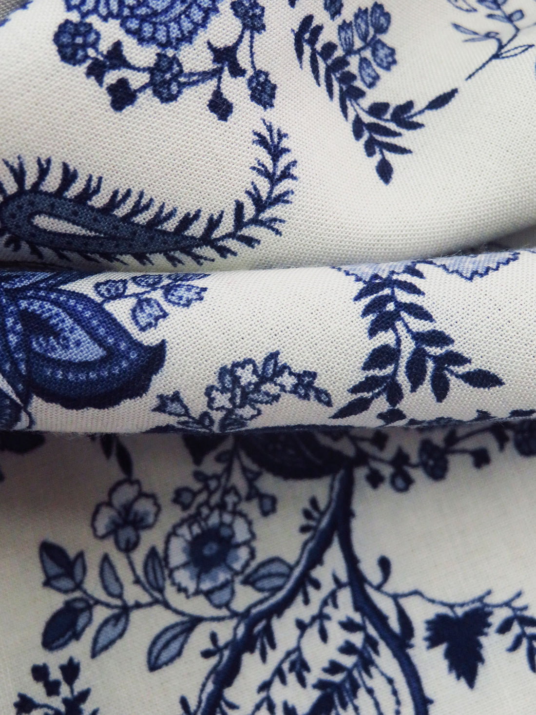 Off-White/Dark Denim/Muted Navy/Multi 100% Rayon Floral Paisley Print Challis 42W