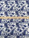 Off-White/Dark Denim/Muted Navy/Multi 100% Rayon Floral Paisley Print Challis 42W