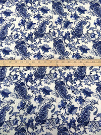Off-White/Dark Denim/Muted Navy/Multi 100% Rayon Floral Paisley Print Challis 42W