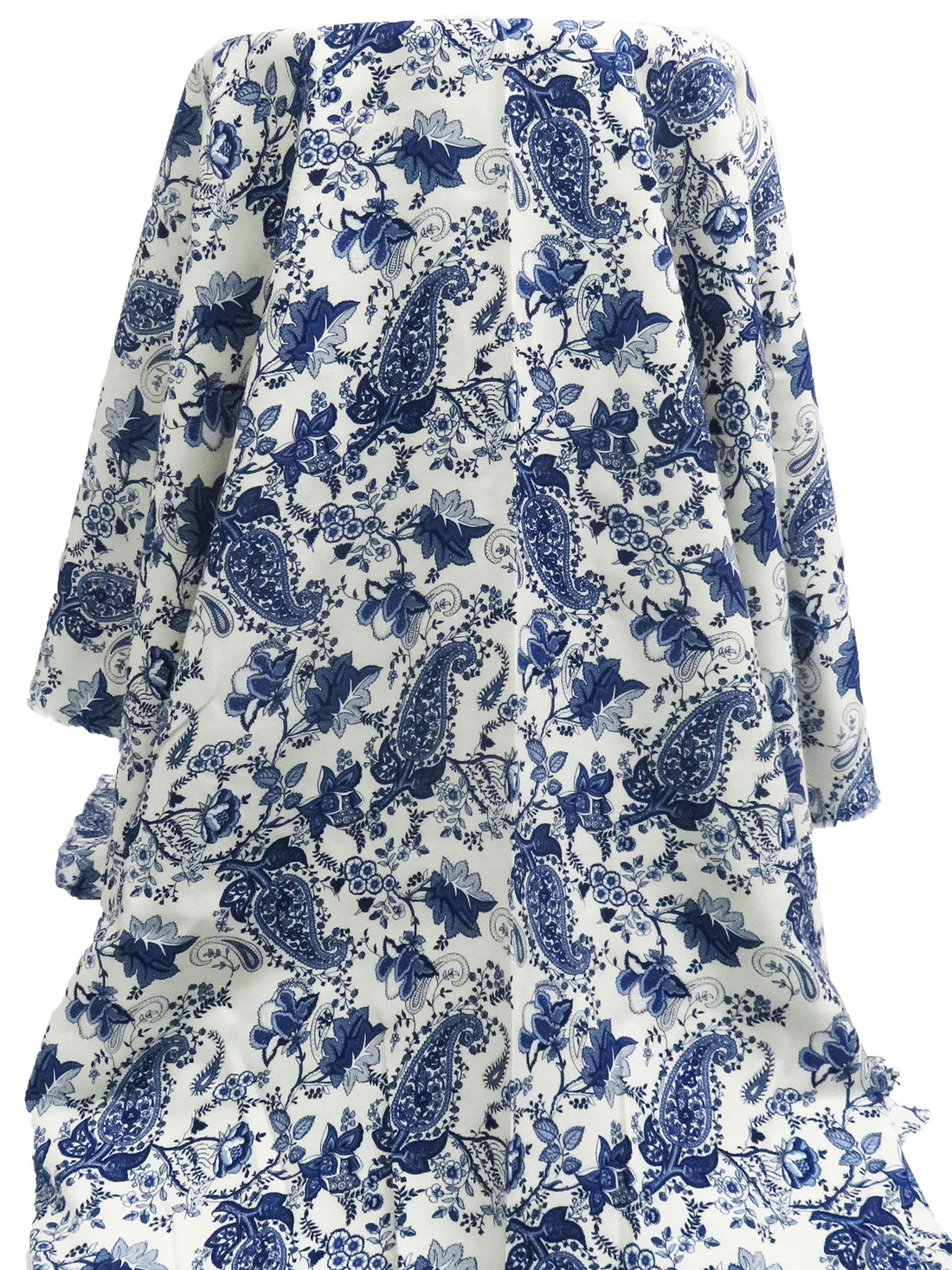 Off-White/Dark Denim/Muted Navy/Multi 100% Rayon Floral Paisley Print Challis 42W