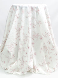 Antique White/Mauve Rose 100% Cotton Floral Embroidered Voile 56W