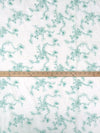 Whitesmoke/Caribbean Green 100% Cotton Floral Embroidered Voile 56W