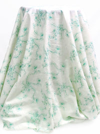 Whitesmoke/Caribbean Green 100% Cotton Floral Embroidered Voile 56W
