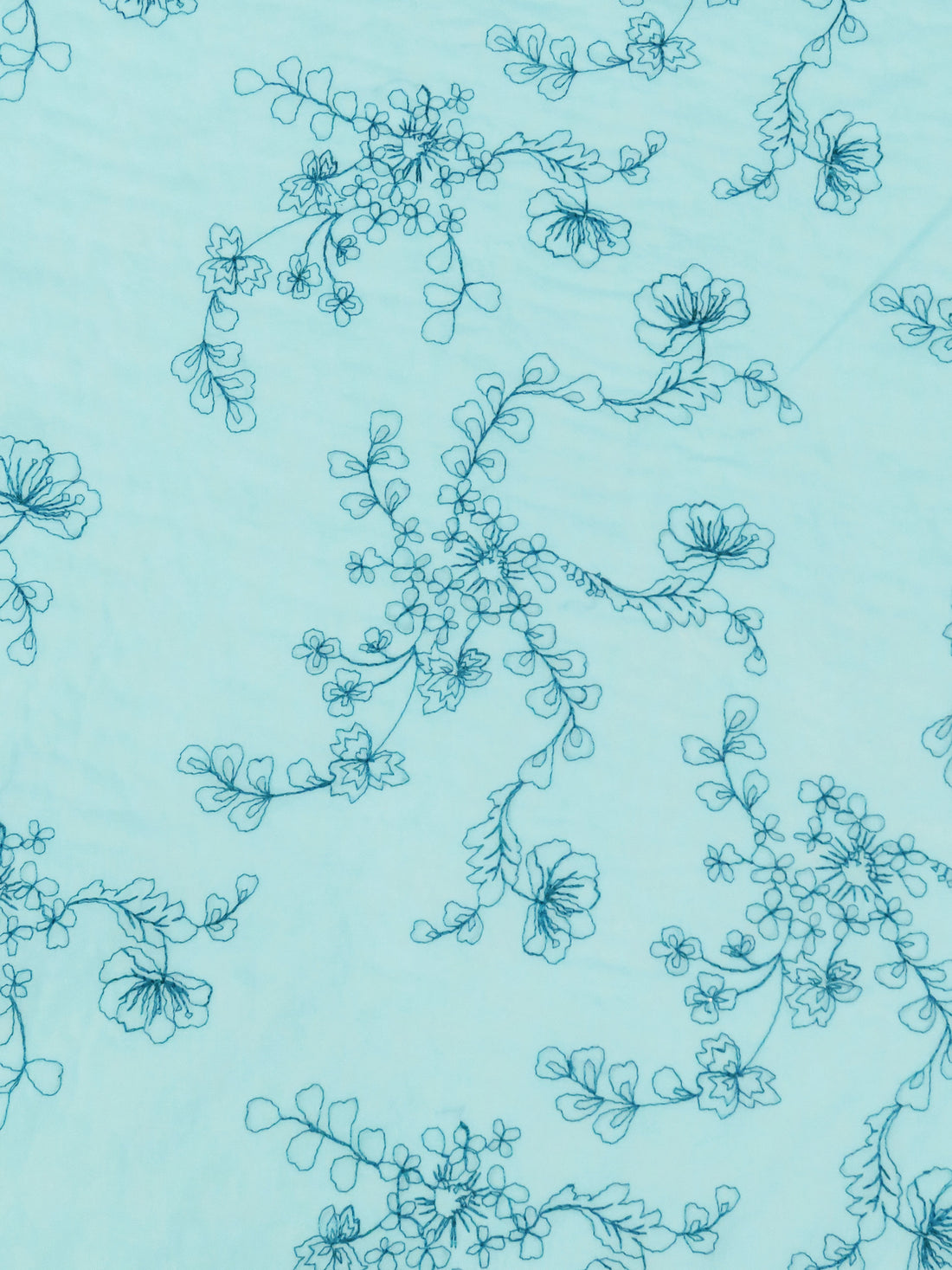 Robin's Egg Blue/Deep Sea Blue 100% Cotton Floral Embroidered Voile 56W