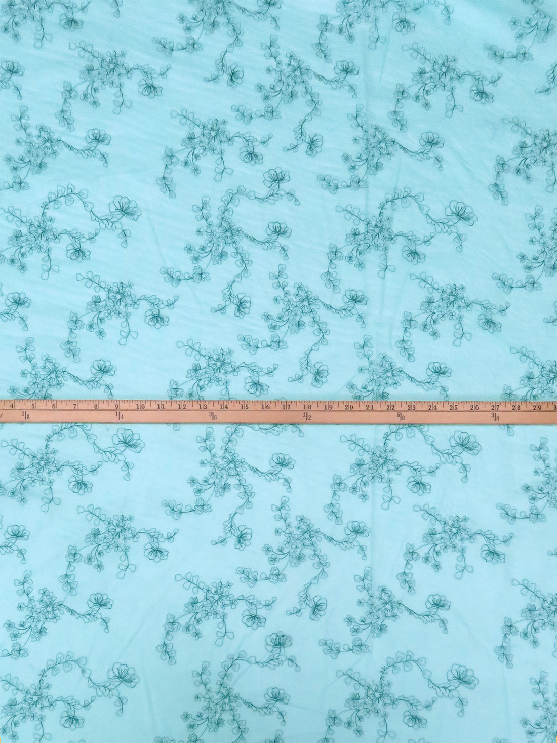 Robin's Egg Blue/Deep Sea Blue 100% Cotton Floral Embroidered Voile 56W