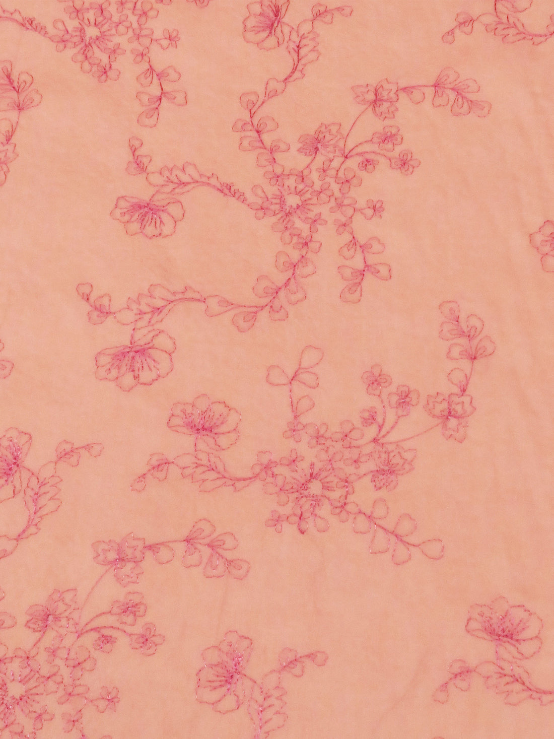 Light Salmon/Raspberry Pink 100% Cotton Floral Embroidered Voile 56W