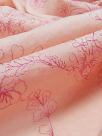 Light Salmon/Raspberry Pink 100% Cotton Floral Embroidered Voile 56W