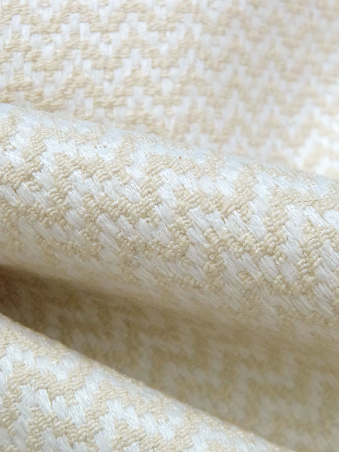 White/Sugar Cookie Rayon/Polyester/Lycra Chevron Weave Jacquard Suiting - Imported From France - 49W
