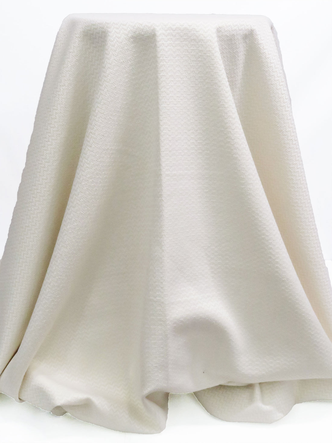 White/Sugar Cookie Rayon/Polyester/Lycra Chevron Weave Jacquard Suiting - Imported From France - 49W