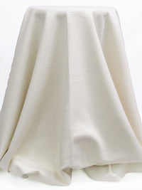 White/Sugar Cookie Rayon/Polyester/Lycra Chevron Weave Jacquard Suiting - Imported From France - 49W