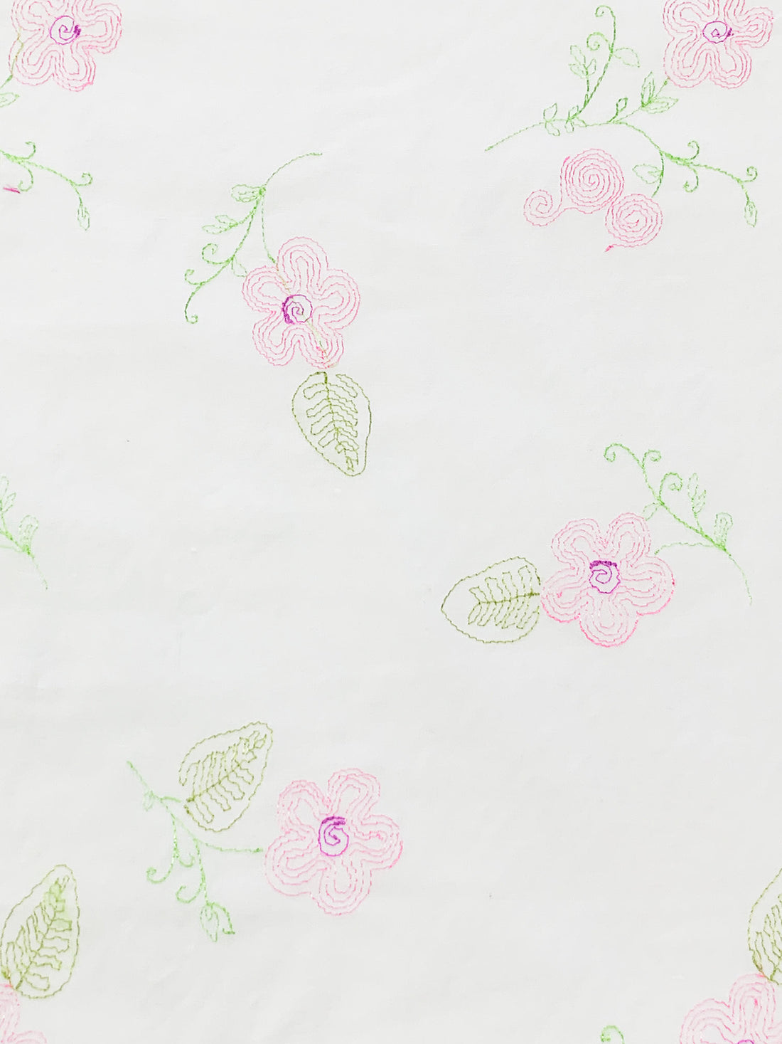 White/Amaranth Pink/Medium Spring Bud Cotton/Lycra Embroidered Floral Stretch Poplin Shirting 49W